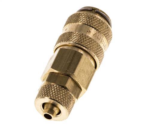 Brass DN 5 Air Coupling Socket 4x6 mm Union Nut Double Shut-Off