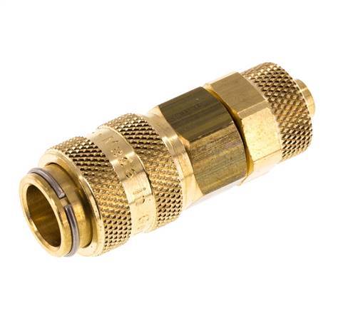 Brass DN 5 Air Coupling Socket 6x8 mm Union Nut Double Shut-Off