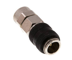 Nickel-plated Brass DN 5 Black Air Coupling Socket 6x8 mm Union Nut Double Shut-Off