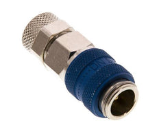 Nickel-plated Brass DN 5 Blue Air Coupling Socket 6x8 mm Union Nut Double Shut-Off