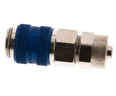 Nickel-plated Brass DN 5 Blue Air Coupling Socket 6x8 mm Union Nut Double Shut-Off