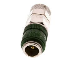Nickel-plated Brass DN 5 Green Air Coupling Socket 6x8 mm Union Nut Double Shut-Off