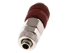 Nickel-plated Brass DN 5 Red Air Coupling Socket 6x8 mm Union Nut Double Shut-Off