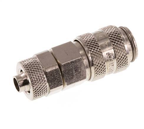 Nickel-plated Brass DN 5 Air Coupling Socket 6x8 mm Union Nut Double Shut-Off