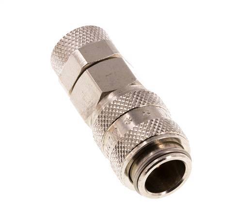 Nickel-plated Brass DN 5 Air Coupling Socket 6x8 mm Union Nut Double Shut-Off