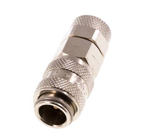 Nickel-plated Brass DN 5 Air Coupling Socket 6x8 mm Union Nut Double Shut-Off