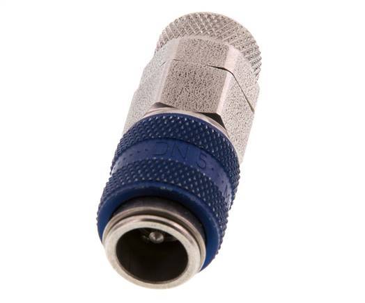 Stainless steel DN 5 Blue Air Coupling Socket 6x8 mm Union Nut Double Shut-Off