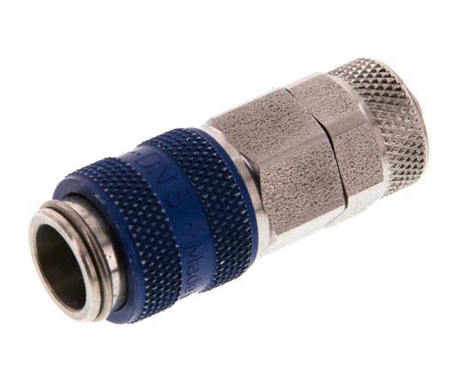 Stainless steel DN 5 Blue Air Coupling Socket 6x8 mm Union Nut Double Shut-Off