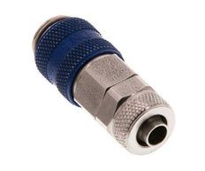 Stainless steel DN 5 Blue Air Coupling Socket 6x8 mm Union Nut Double Shut-Off