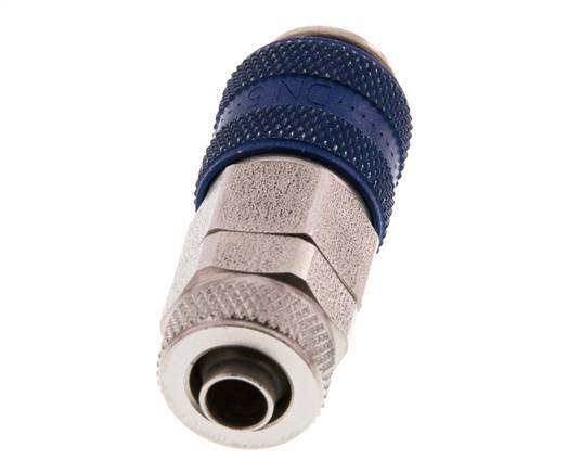 Stainless steel DN 5 Blue Air Coupling Socket 6x8 mm Union Nut Double Shut-Off