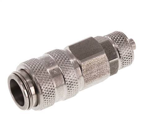 Stainless steel DN 5 Air Coupling Socket 4x6 mm Union Nut Double Shut-Off