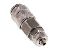 Stainless steel DN 5 Air Coupling Socket 4x6 mm Union Nut Double Shut-Off