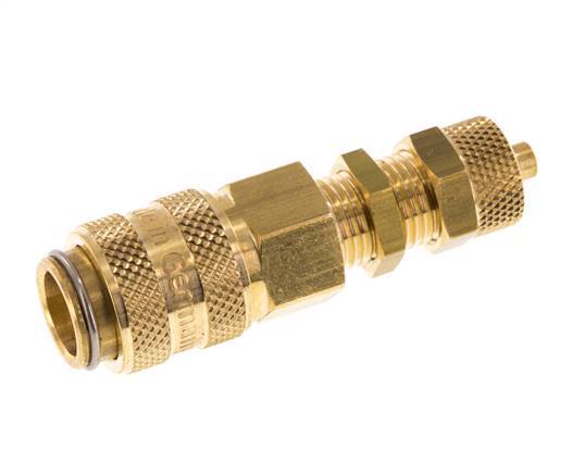 Brass DN 5 Air Coupling Socket 4x6 mm Union Nut Bulkhead