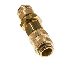 Brass DN 5 Air Coupling Socket 6x8 mm Union Nut Bulkhead