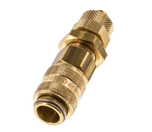 Brass DN 5 Air Coupling Socket 6x8 mm Union Nut Bulkhead