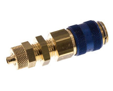 Brass DN 5 Blue Air Coupling Socket 4x6 mm Union Nut Bulkhead Double Shut-Off