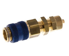 Brass DN 5 Blue Air Coupling Socket 4x6 mm Union Nut Bulkhead Double Shut-Off