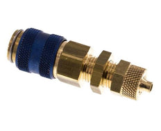 Brass DN 5 Blue Air Coupling Socket 4x6 mm Union Nut Bulkhead Double Shut-Off