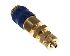 Brass DN 5 Blue Air Coupling Socket 4x6 mm Union Nut Bulkhead Double Shut-Off