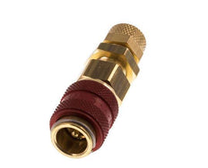 Brass DN 5 Red Air Coupling Socket 4x6 mm Union Nut Bulkhead Double Shut-Off