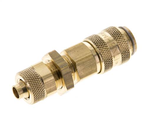 Brass DN 5 Air Coupling Socket 6x8 mm Union Nut Bulkhead Pull-Off Double Shut-Off