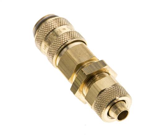 Brass DN 5 Air Coupling Socket 6x8 mm Union Nut Bulkhead Pull-Off Double Shut-Off