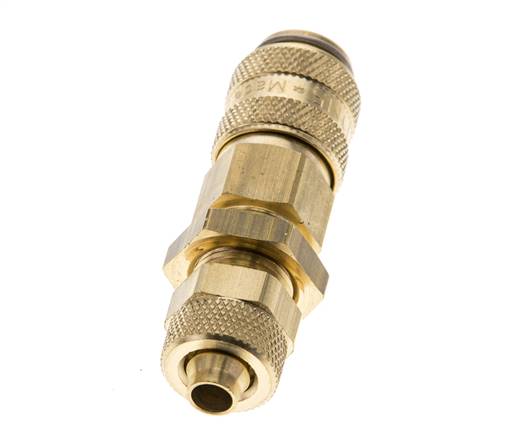 Brass DN 5 Air Coupling Socket 6x8 mm Union Nut Bulkhead Pull-Off Double Shut-Off