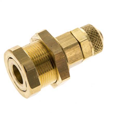 Brass DN 5 Air Coupling Socket 6x8 mm Union Nut Bulkhead Pull-Off Double Shut-Off