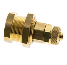 Brass DN 5 Air Coupling Socket 6x8 mm Union Nut Bulkhead Pull-Off Double Shut-Off