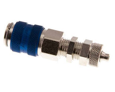 Nickel-plated Brass DN 5 Blue Air Coupling Socket 4x6 mm Union Nut Bulkhead