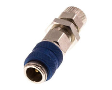 Nickel-plated Brass DN 5 Blue Air Coupling Socket 6x8 mm Union Nut Bulkhead Double Shut-Off