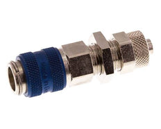 Nickel-plated Brass DN 5 Blue Air Coupling Socket 6x8 mm Union Nut Bulkhead Double Shut-Off