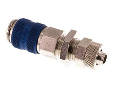 Nickel-plated Brass DN 5 Blue Air Coupling Socket 6x8 mm Union Nut Bulkhead Double Shut-Off