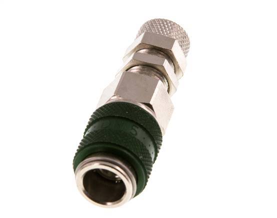 Nickel-plated Brass DN 5 Green Air Coupling Socket 4x6 mm Union Nut Bulkhead