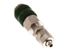 Nickel-plated Brass DN 5 Green Air Coupling Socket 4x6 mm Union Nut Bulkhead