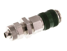 Nickel-plated Brass DN 5 Green Air Coupling Socket 6x8 mm Union Nut Bulkhead Double Shut-Off