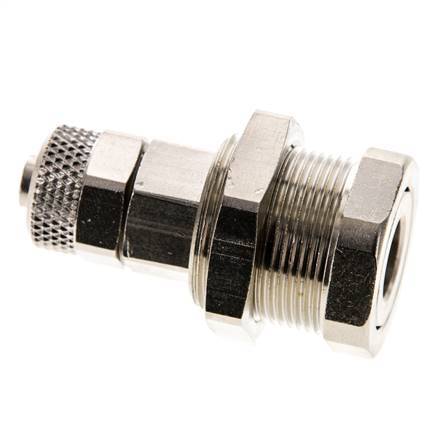 Nickel-plated Brass DN 5 Air Coupling Socket 6x8 mm Union Nut Bulkhead Pull-Off