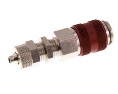 Nickel-plated Brass DN 5 Red Air Coupling Socket 4x6 mm Union Nut Bulkhead