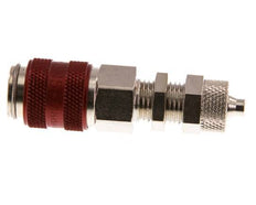Nickel-plated Brass DN 5 Red Air Coupling Socket 4x6 mm Union Nut Bulkhead