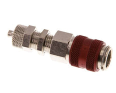 Nickel-plated Brass DN 5 Red Air Coupling Socket 4x6 mm Union Nut Bulkhead