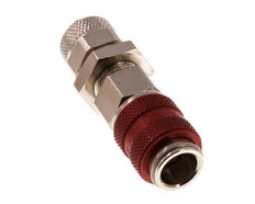 Nickel-plated Brass DN 5 Red Air Coupling Socket 6x8 mm Union Nut Bulkhead