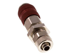 Nickel-plated Brass DN 5 Red Air Coupling Socket 6x8 mm Union Nut Bulkhead Double Shut-Off