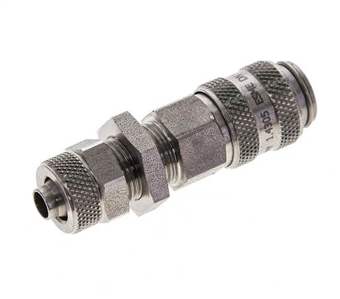 Stainless steel DN 5 Air Coupling Socket 6x8 mm Union Nut Bulkhead