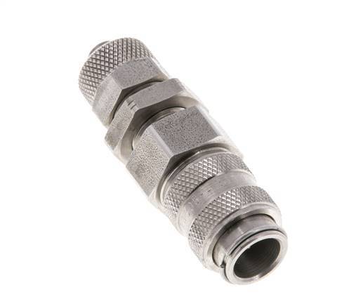 Stainless steel DN 5 Air Coupling Socket 6x8 mm Union Nut Bulkhead Double Shut-Off