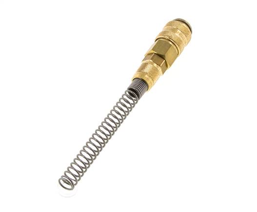 Brass DN 5 Air Coupling Socket 4x6 mm Union Nut Bend-Protect Double Shut-Off
