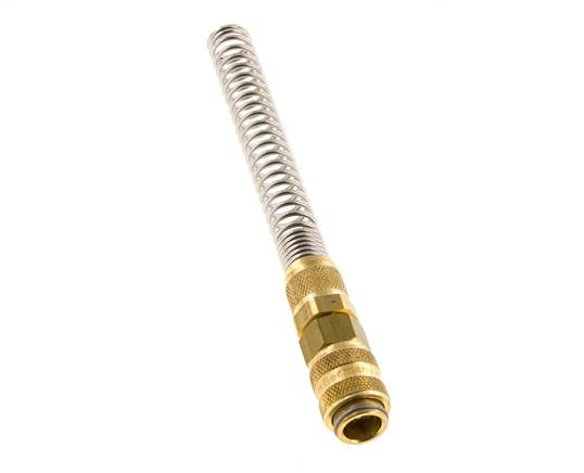Brass DN 5 Air Coupling Socket 6x8 mm Union Nut Bend-Protect Double Shut-Off