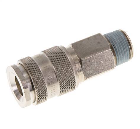 Nickel-plated Brass DN 5.5 (Orion) Air Coupling Socket R 3/8 inch Male