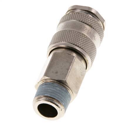 Nickel-plated Brass DN 5.5 (Orion) Air Coupling Socket R 3/8 inch Male