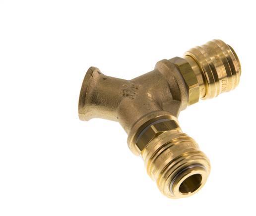 Brass DN 7.2 (Euro) Air Coupling Socket G 3/8 inch Female Wall-Mount 2-way