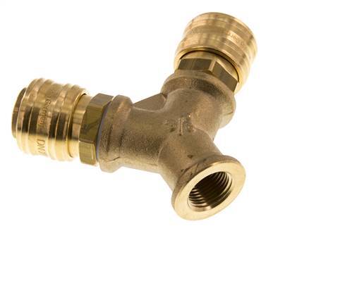 Brass DN 7.2 (Euro) Air Coupling Socket G 3/8 inch Female Wall-Mount 2-way